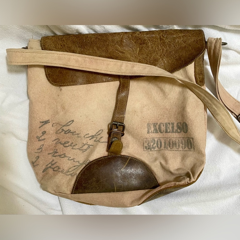 The Barrel Shack Cruz crossbody canvas and leather bag